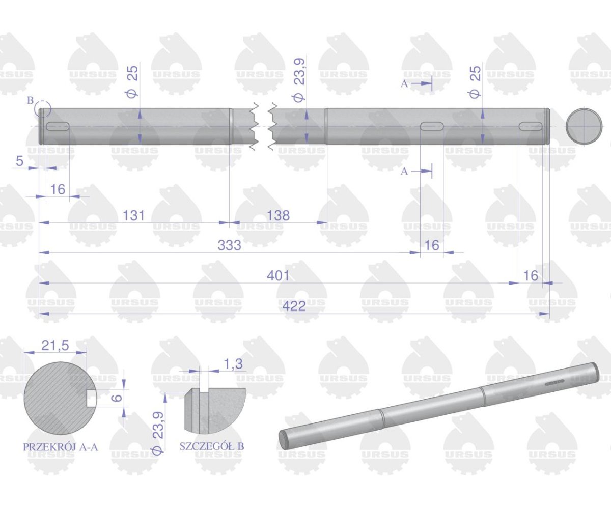 Wałek pedałów C-360 ORYGINAŁ URSUS