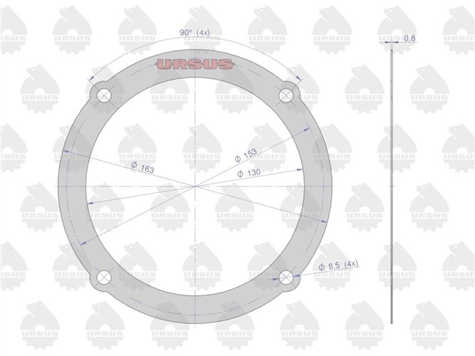 Uszczelka pokrywy górnej zwolnicy krążelit 0.8mm C-360 ( sprzedawane po 10 ) ORYGINAŁ URSUS
