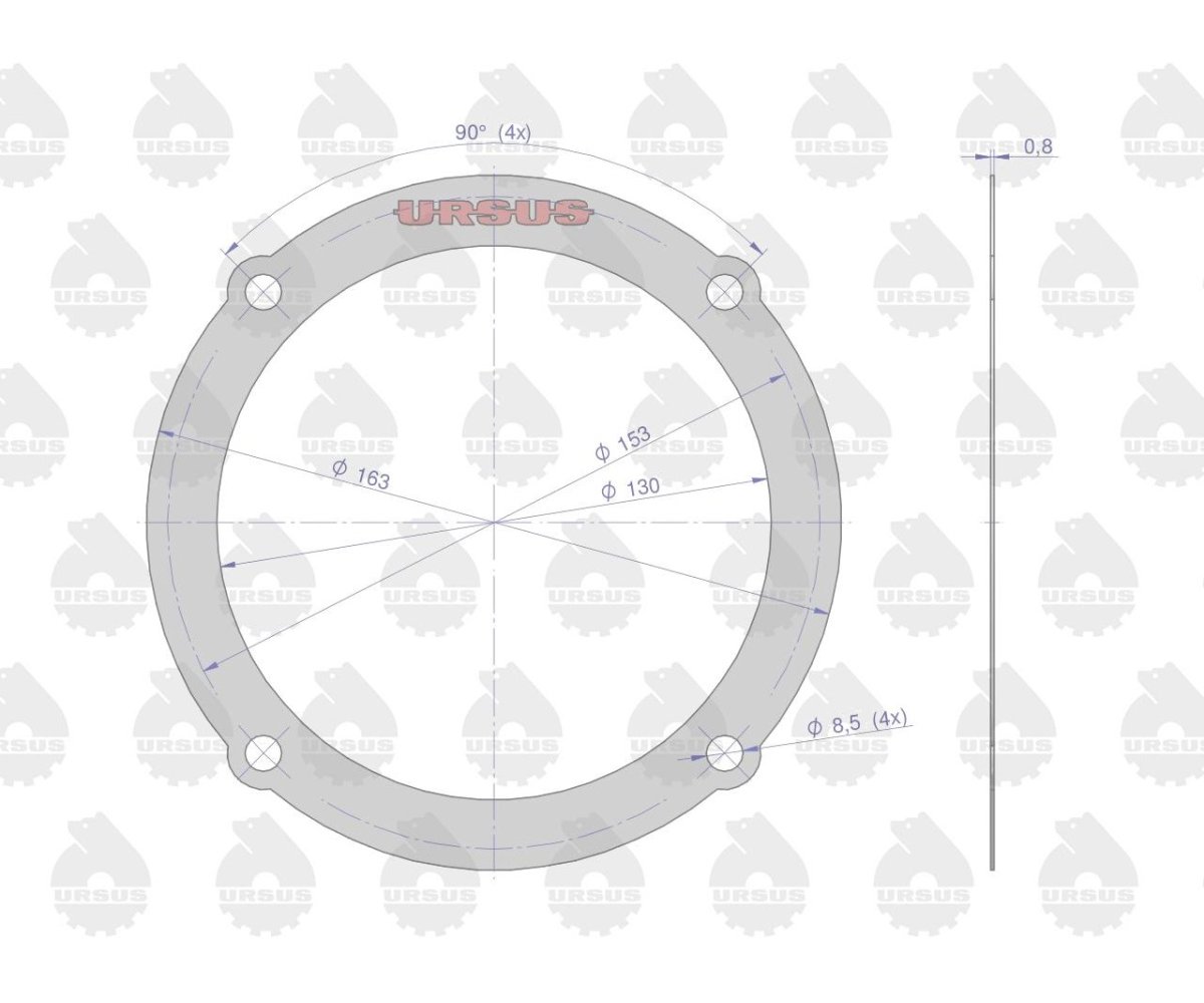 Uszczelka pokrywy górnej zwolnicy krążelit 0.8mm C-360 ( sprzedawane po 10 ) ORYGINAŁ URSUS