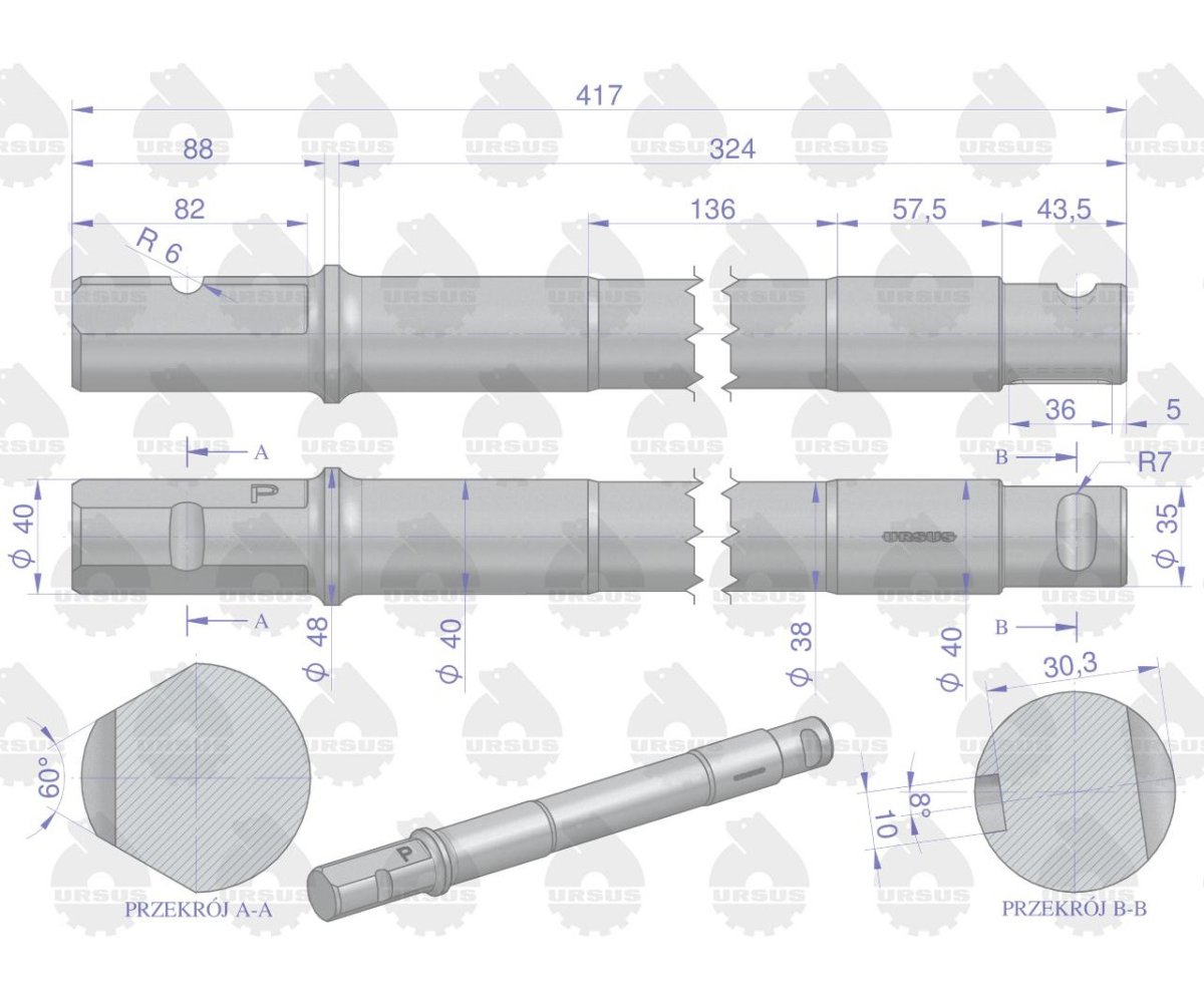 Sworzeń zwrotnicy prawy C-360 ORYGINAŁ URSUS