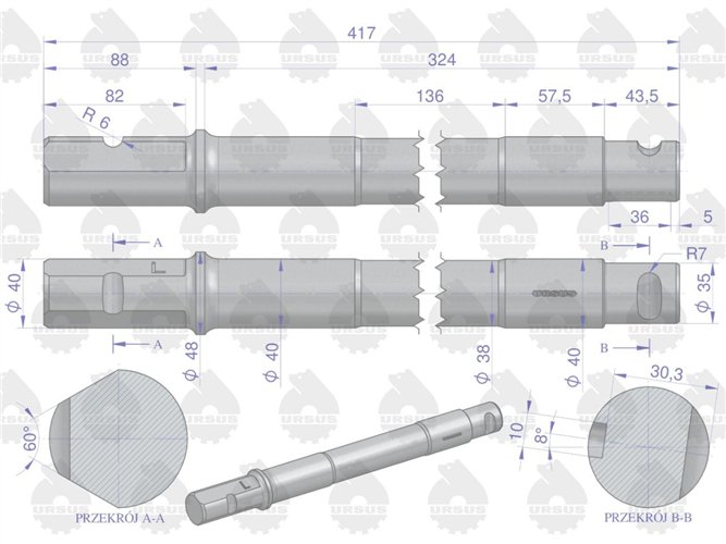 Sworzeń zwrotnicy lewy C-360 ORYGINAŁ URSUS