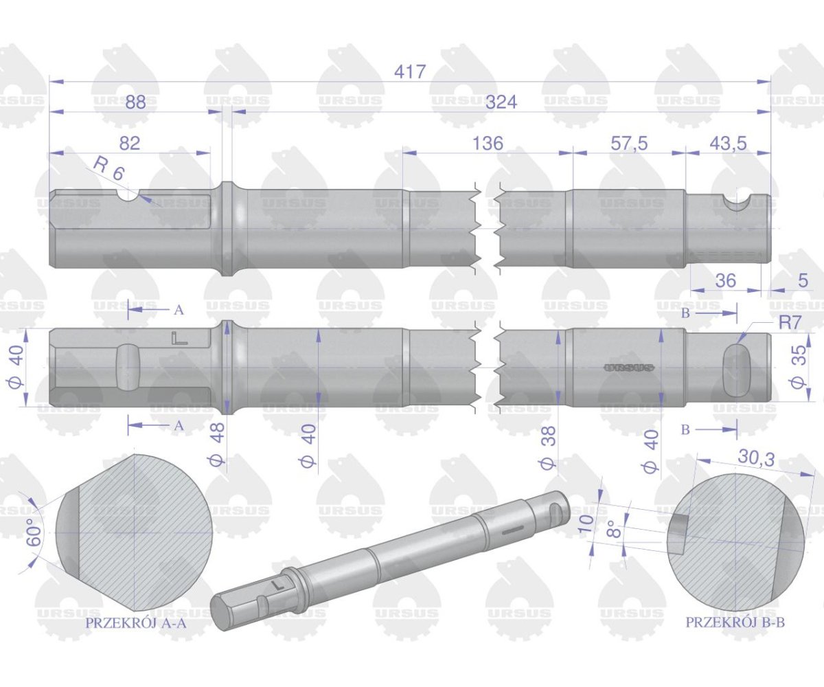 Sworzeń zwrotnicy lewy C-360 ORYGINAŁ URSUS