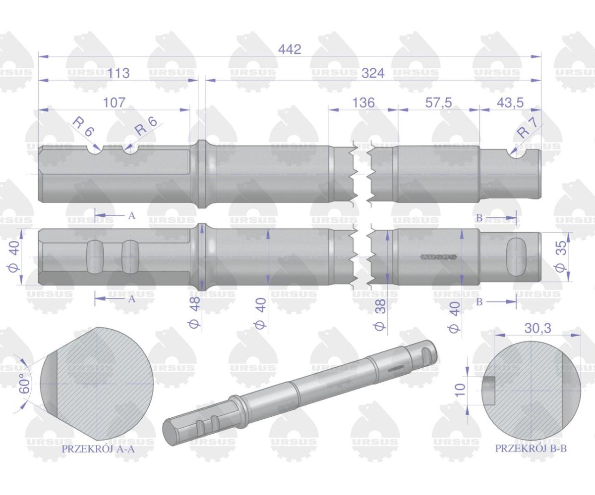 Sworzeń zwrotnicy uniwersalny C-360 ORYGINAŁ URSUS