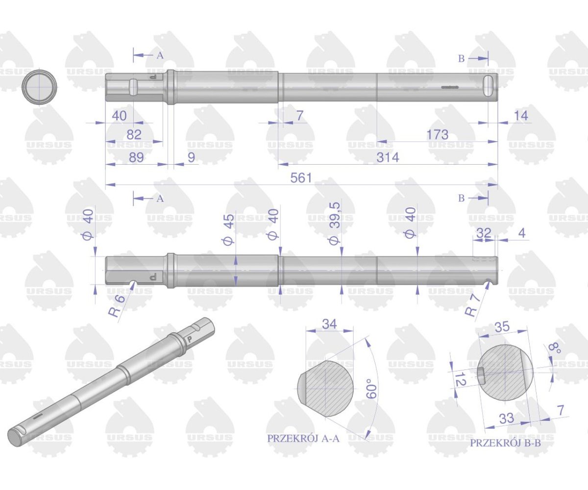 Sworzeń zwrotnicy prawy C-4011 ORYGINAŁ URSUS