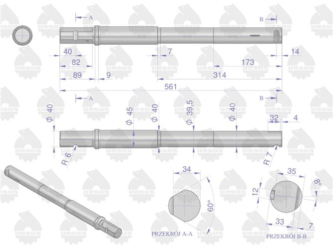Sworzeń zwrotnicy lewy C-4011 ORYGINAŁ URSUS