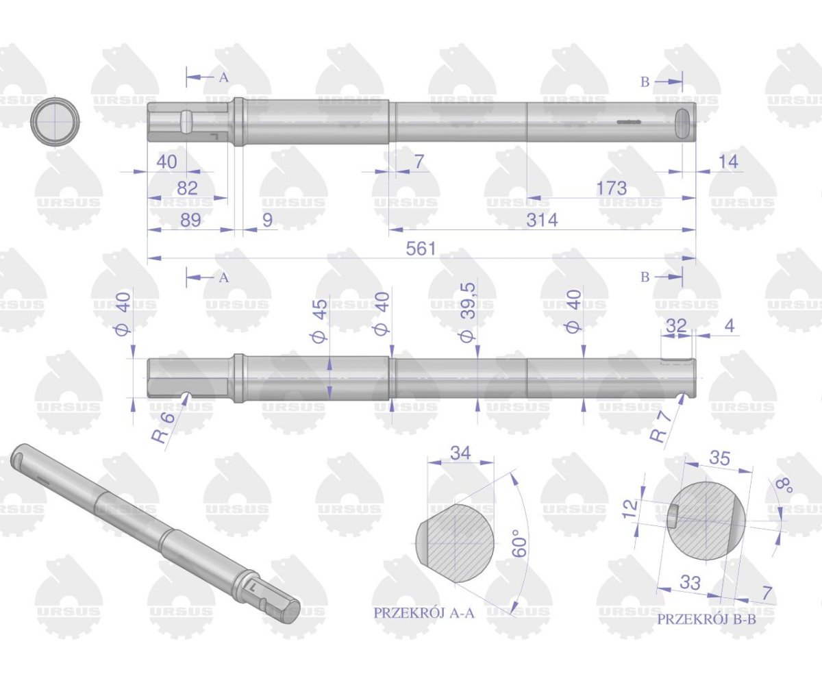 Sworzeń zwrotnicy lewy C-4011 ORYGINAŁ URSUS