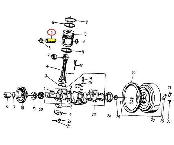 Sworzeń tłokowy silnika 950313 C-360/Zetor