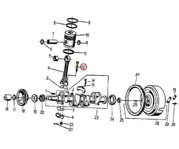 Śruba korbowodu 950325 69010372 C-360/Zetor