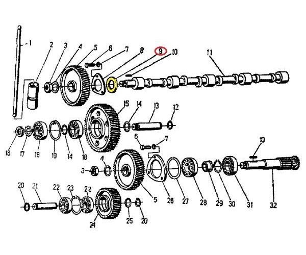 Podkładka wałka rozrządu 950401 C-360/Zetor