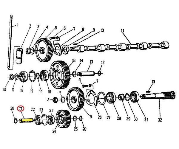 Oś koła pośredniego 950412 C-360/Zetor