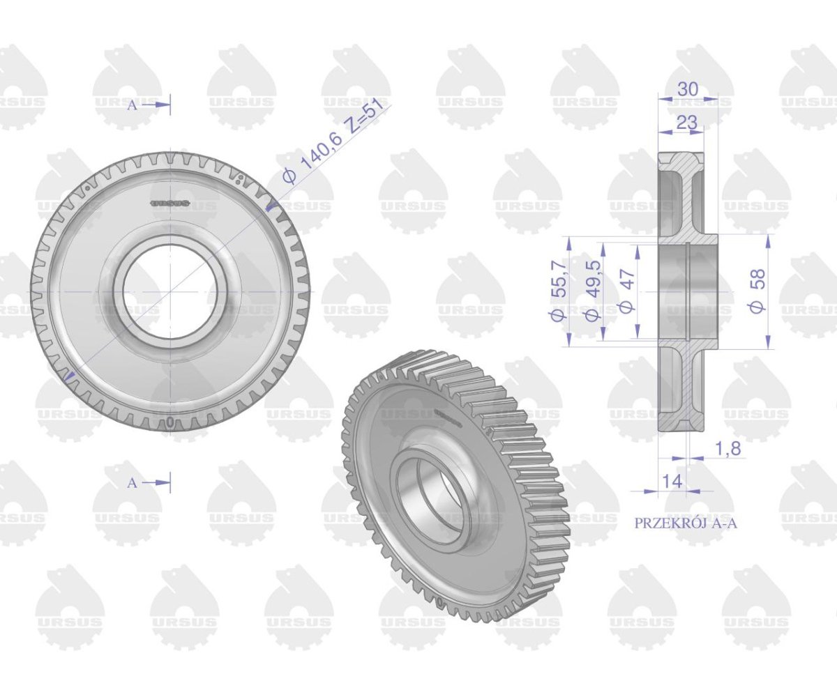 Koło rozrządu pośrednie górne 950415 C-360/Zetor ORYGINAŁ URSUS