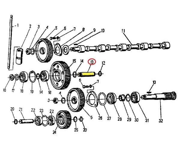 Oś koła pośredniego 950421 C-360/Zetor