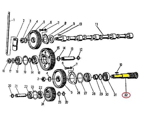 Wałek napędzający pompę wtryskową 950426 C-360/Zetor