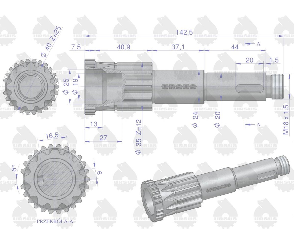 Wałek napędu pompy wtryskowej C-360 ORYGINAŁ URSUS