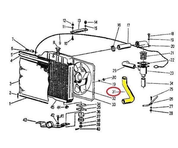 Rura ssąca - przewód gumowy 951306 C-360/Zetor (rura wody) ORYGINAŁ URSUS
