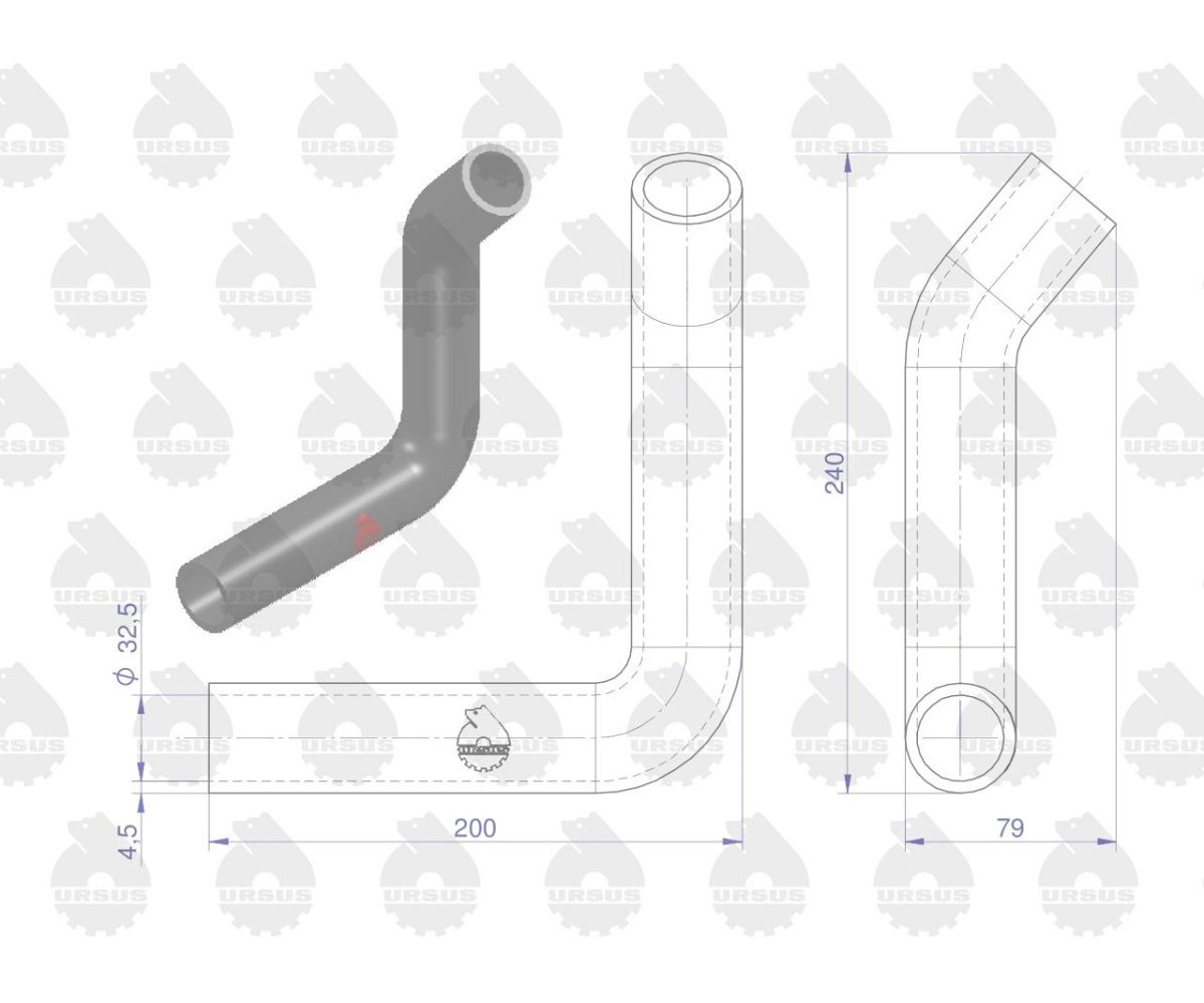 Rura ssąca - przewód gumowy 951306 C-360/Zetor (rura wody) ORYGINAŁ URSUS