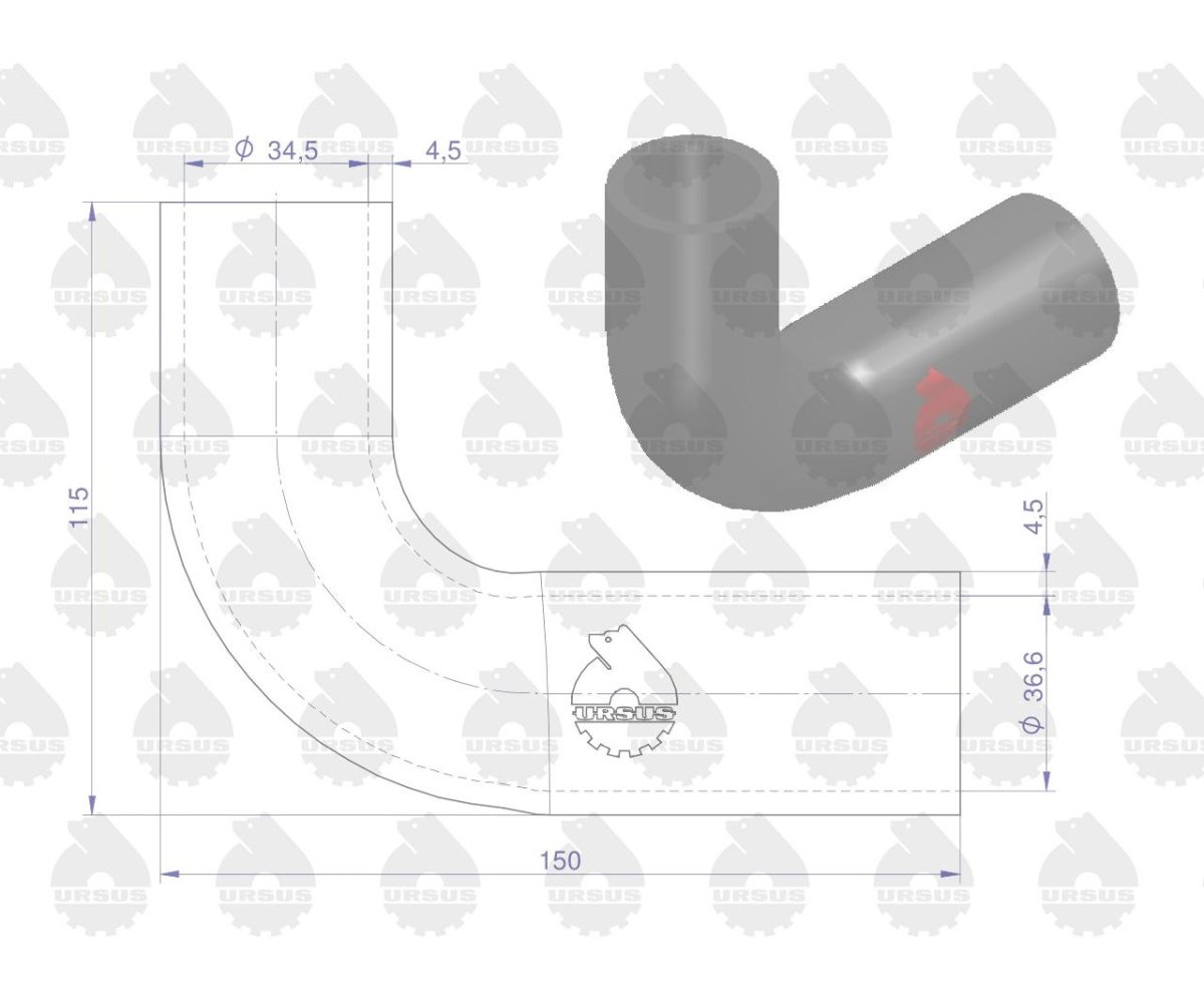 Przewód gumowy zbrojony płótnem 951313 C-360/Zetor (rura wody) ORYGINAŁ URSUS