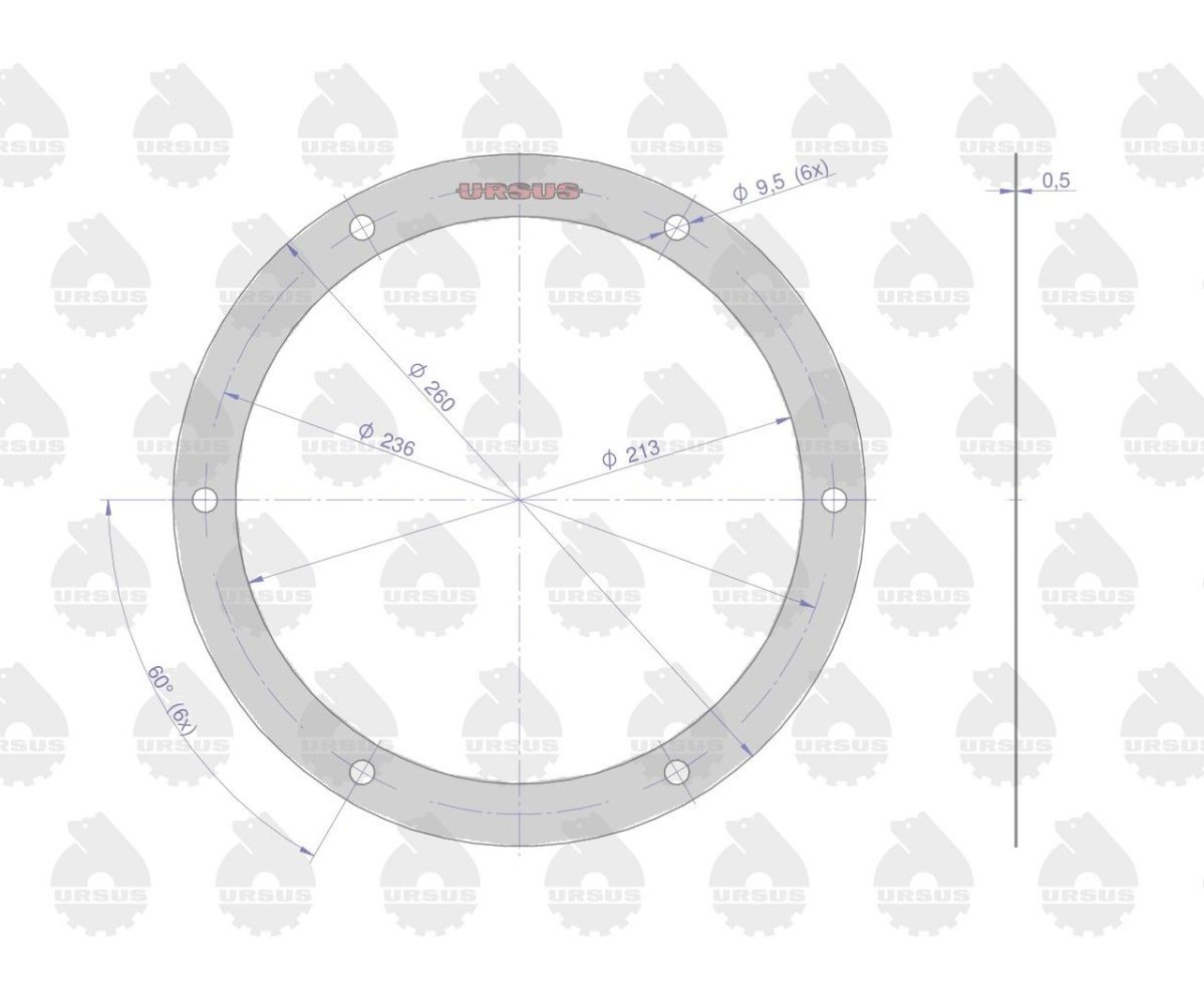 Uszczelka pokrywy mechanizmu różnicowego krążelit 0.5mm C-360 ( sprzedawane po 5 ) ORYGINAŁ URSUS