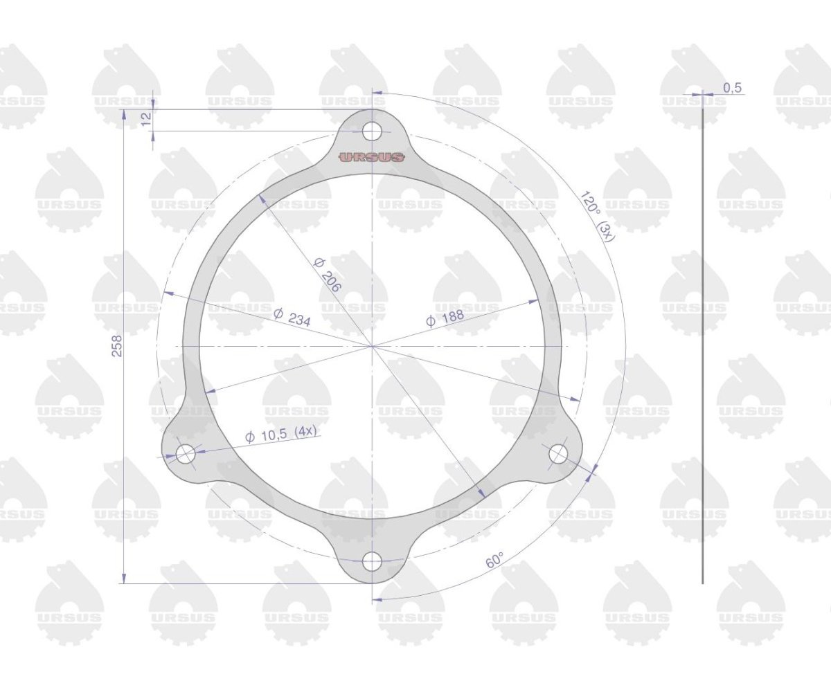 Uszczelka pokrywy mechanizmu blokady krążelit 0.5mm C-360 ( sprzedawane po 5 ) ORYGINAŁ URSUS