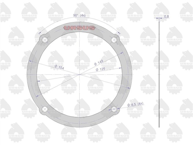 Uszczelka pokrywy przedniej zwolnicy 952802 krążelit 0.8mm C-360 Zetor ( sprzedawane po 10 ) ORYGINAŁ URSUS