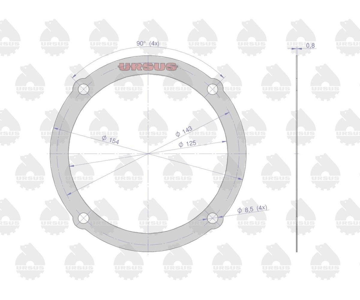 Uszczelka pokrywy przedniej zwolnicy 952802 krążelit 0.8mm C-360 Zetor ( sprzedawane po 10 ) ORYGINAŁ URSUS