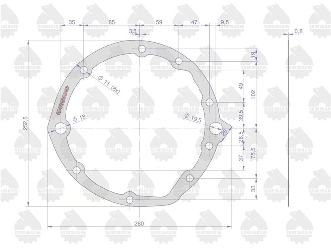 Uszczelka pompy podnośnika 95462 krążelit 0.8mm C-360 Zetor ( sprzedawane po 5 ) ORYGINAŁ URSUS