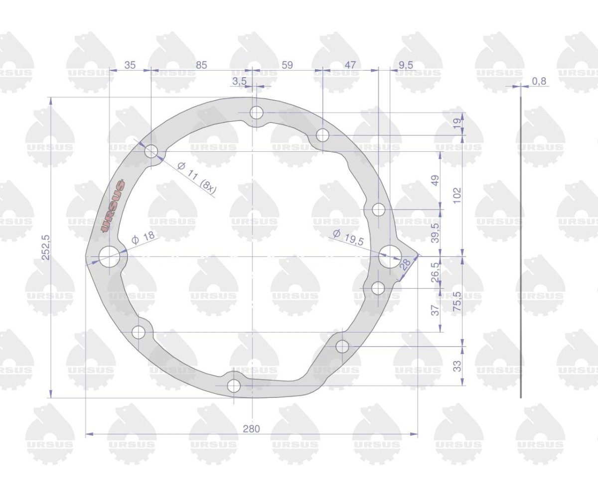 Uszczelka pompy podnośnika 95462 krążelit 0.8mm C-360 Zetor ( sprzedawane po 5 ) ORYGINAŁ URSUS