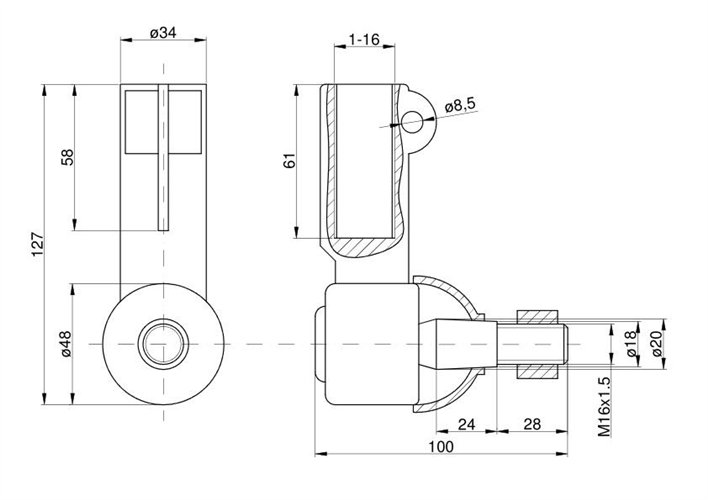 Przegub siłownika wspomagania układu kierowniczego ( wspomagania) Zetor