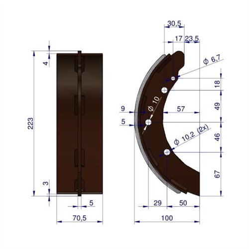 Szczęka hamulcowa kpl. 2 szt. hamulca nożnego do Bizon Rekord 5058741190 POLMO
