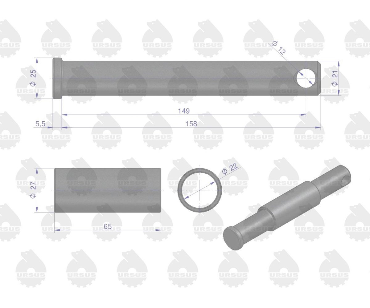 Sworzeń mocowania widłaka z ramą C-330 C-360 ORYGINAŁ URSUS