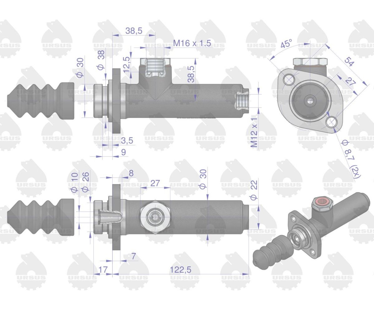 Pompa hamulcowa krótka 80600076 C-360/385 ORYGINAŁ URSUS