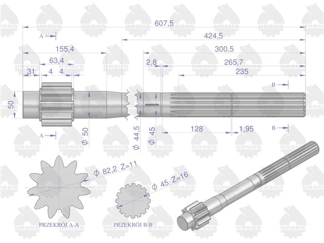 Półoś 11 zębów C-360 ORYGINAŁ URSUS