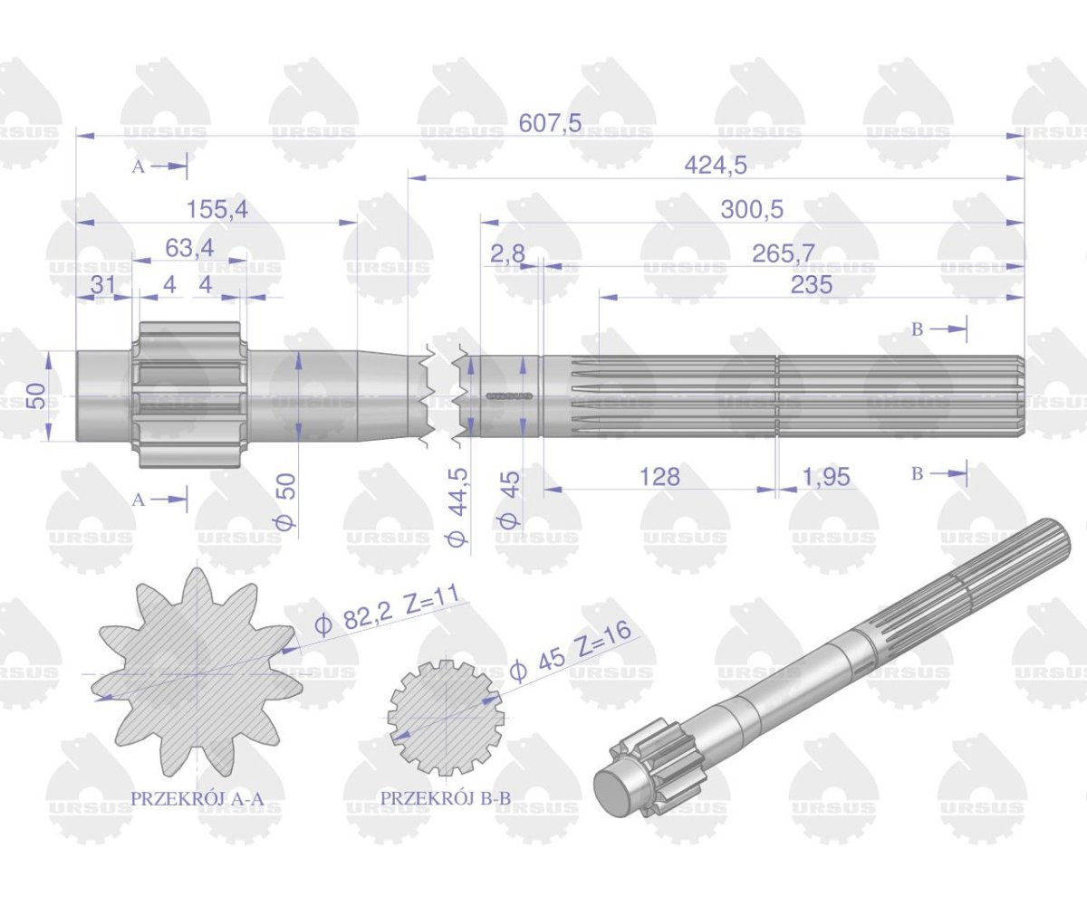Półoś 11 zębów C-360 ORYGINAŁ URSUS