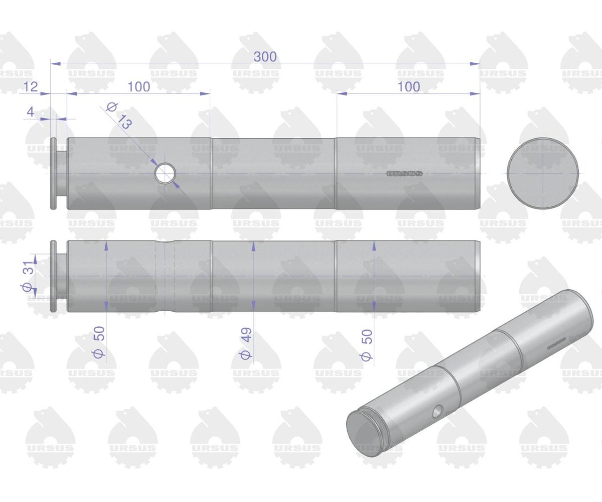 Sworzeń osi płaskiej C-330/360 ORYGINAŁ URSUS