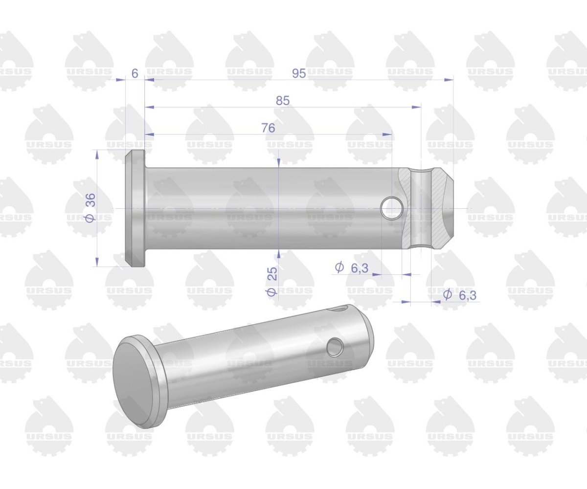 Sworzeń mocowania wieszaka L.P 46550120 C-360 ORYGINAŁ URSUS