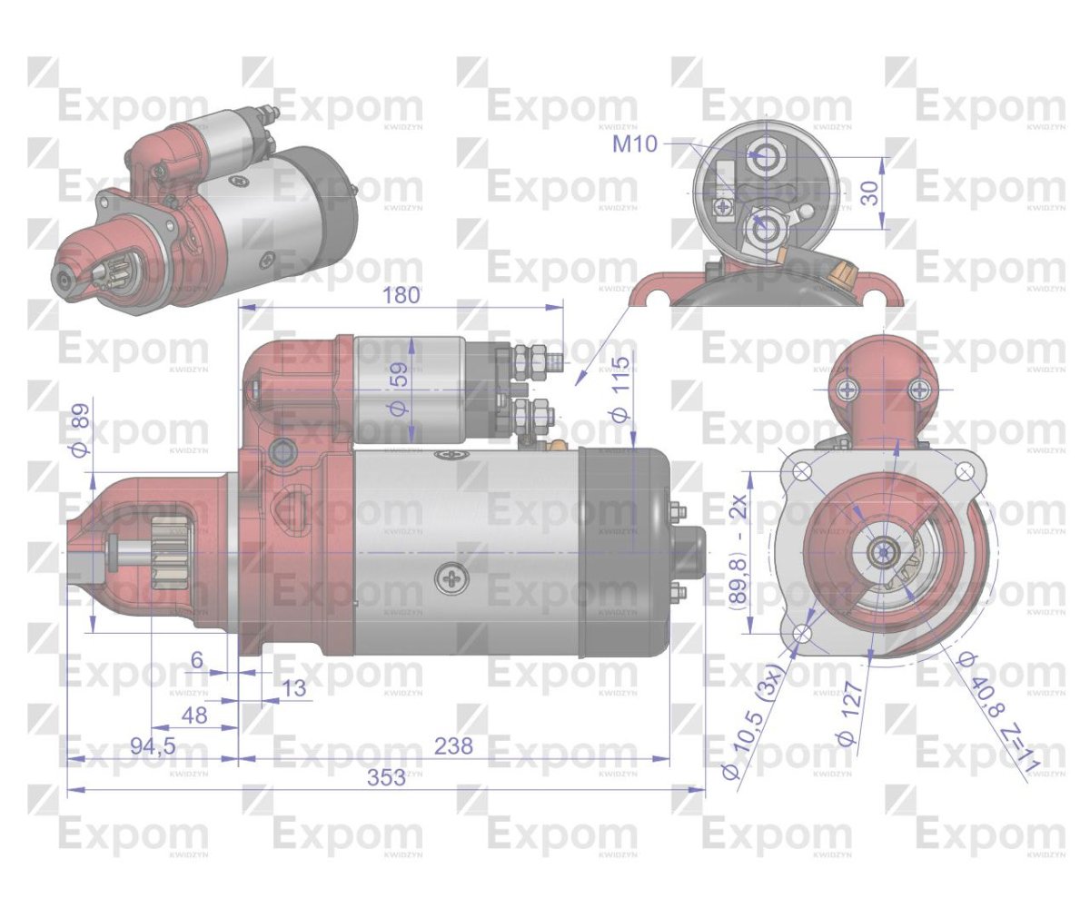 Rozrusznik R11B 12V 3kW C-385 EXPOM KWIDZYN eu