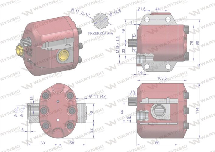 Pompa hydrauliczna podnośnika wzmocniona 39 l/min C-360 WARYŃSKI