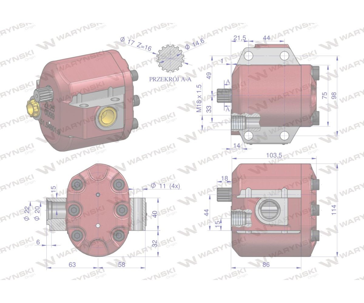 Pompa hydrauliczna podnośnika wzmocniona 39 l/min C-360 WARYŃSKI