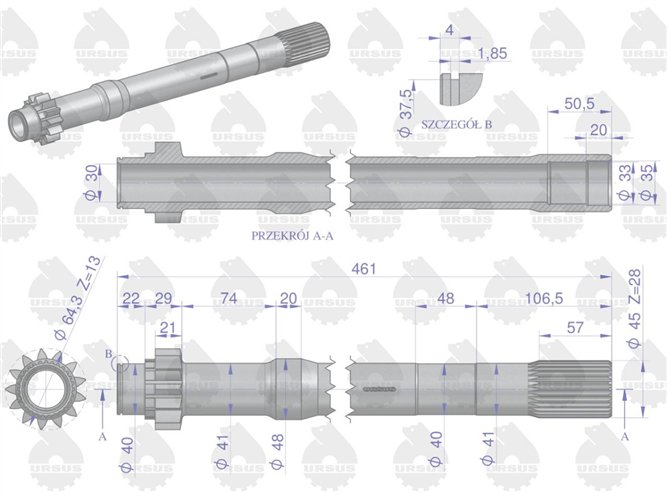 Wałek sprzęgłowy przekaźnika C-360-3P ORYGINAŁ URSUS