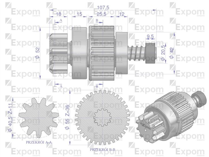 Zespół sprzęgający rozrusznika C-330 C-360 ZETOR typu Magneton 9142722 Blue Line EXPOM KWIDZYN