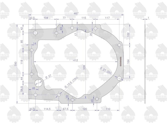 Uszczelka korpusu skrzyni pośredniej przekładniowej krążelit 1mm C-385 ( sprzedawane po 5 ) ORYGINAŁ URSUS