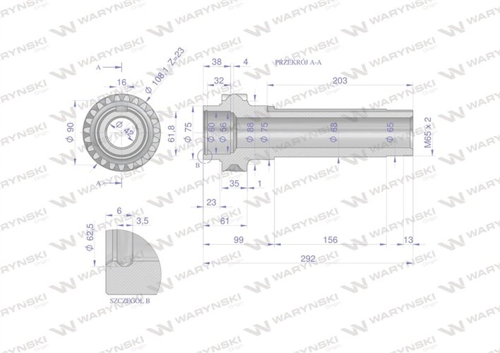 Wałek pośredni skrzyni Z-23 C-385 WARYŃSKI