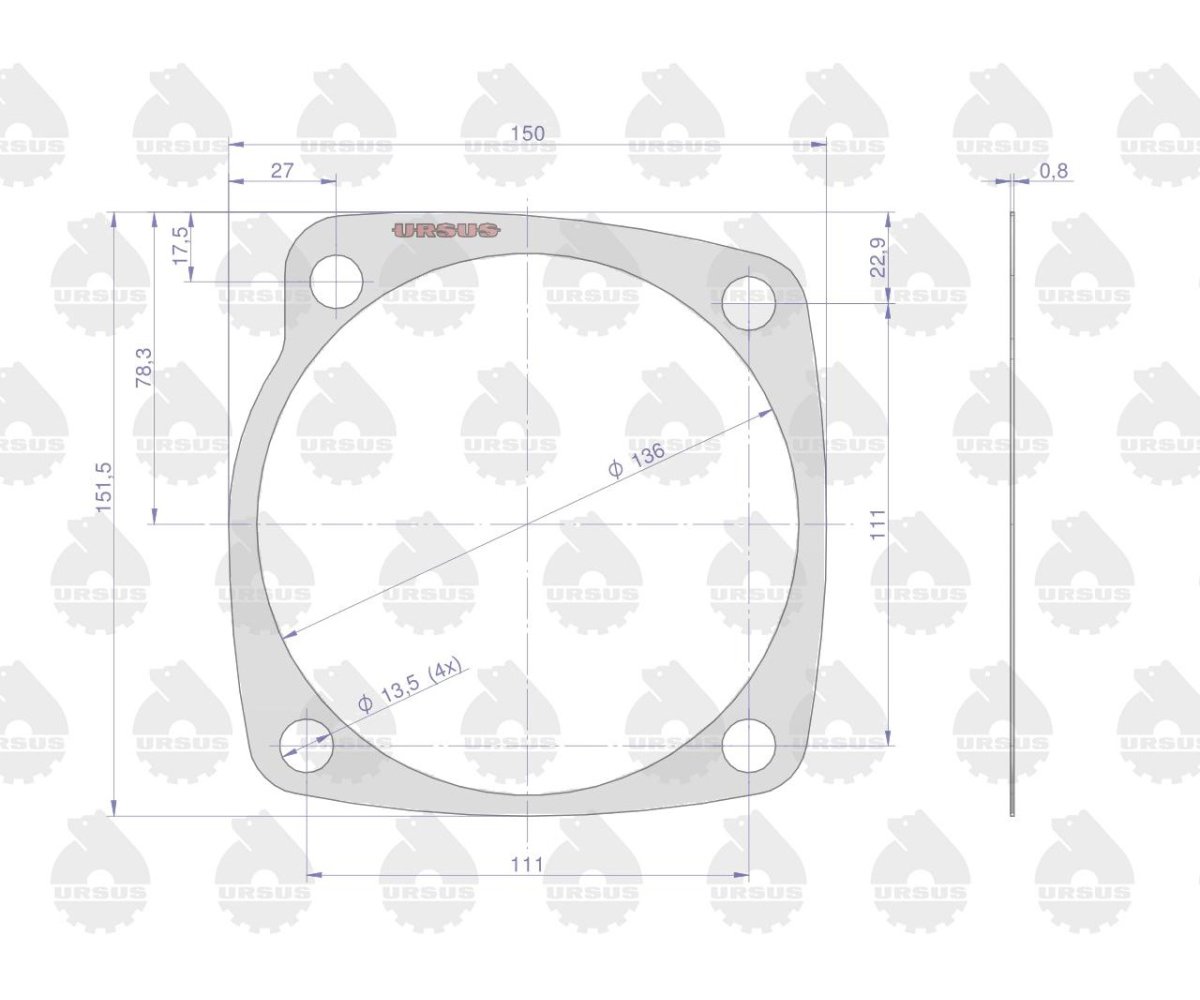 Uszczelka wyjścia przedni napęd krążelit 0.8mm C-385 ( sprzedawane po 10 ) ORYGINAŁ URSUS