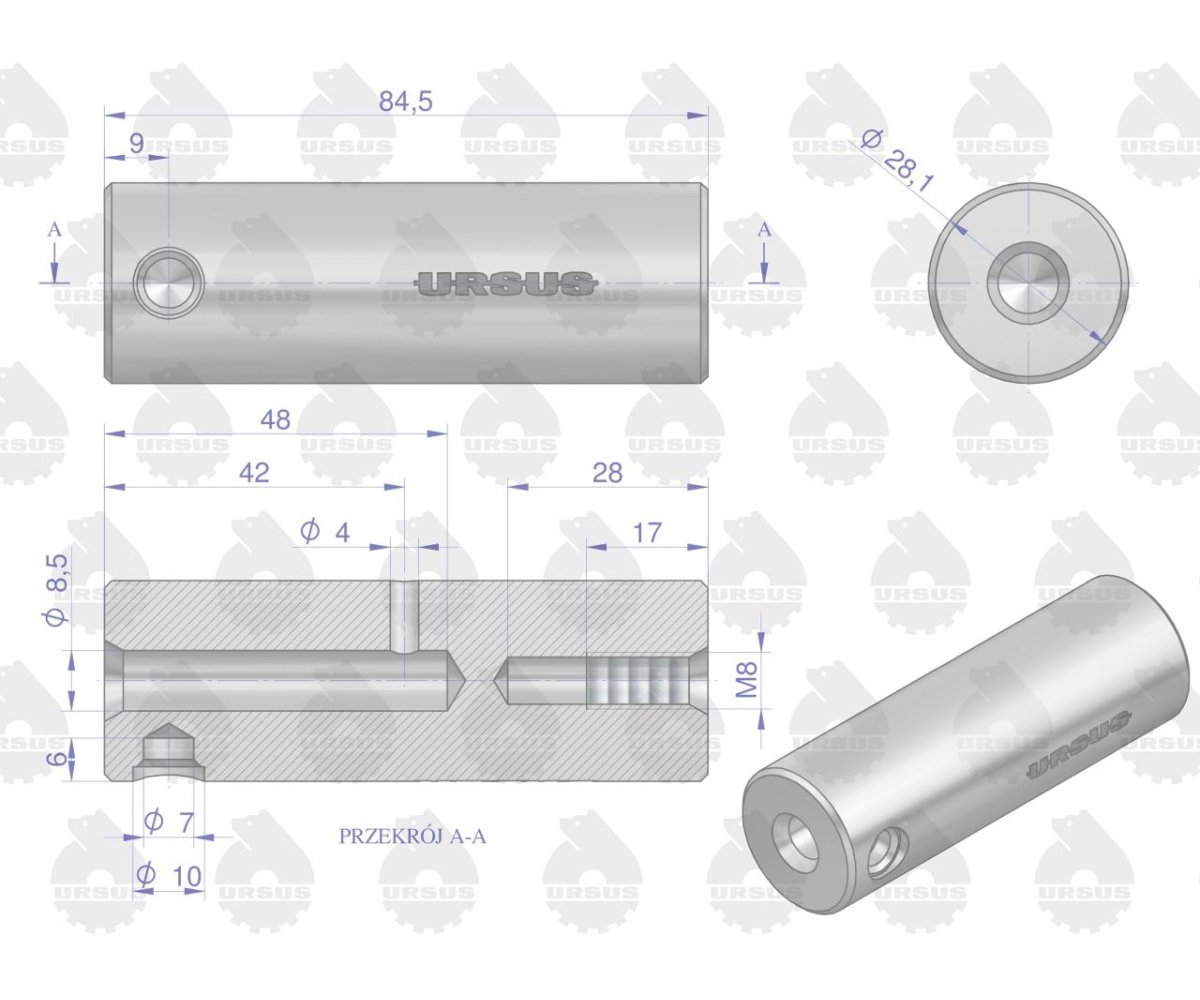 Sworzeń satelit przedniego napędu 88175027, 88175026U C-385 ORYGINAŁ URSUS