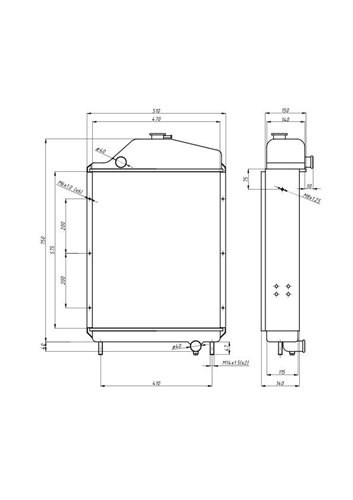 Chłodnica miedziana C-1002/1004 RM turbo dolne mocowanie C-385
