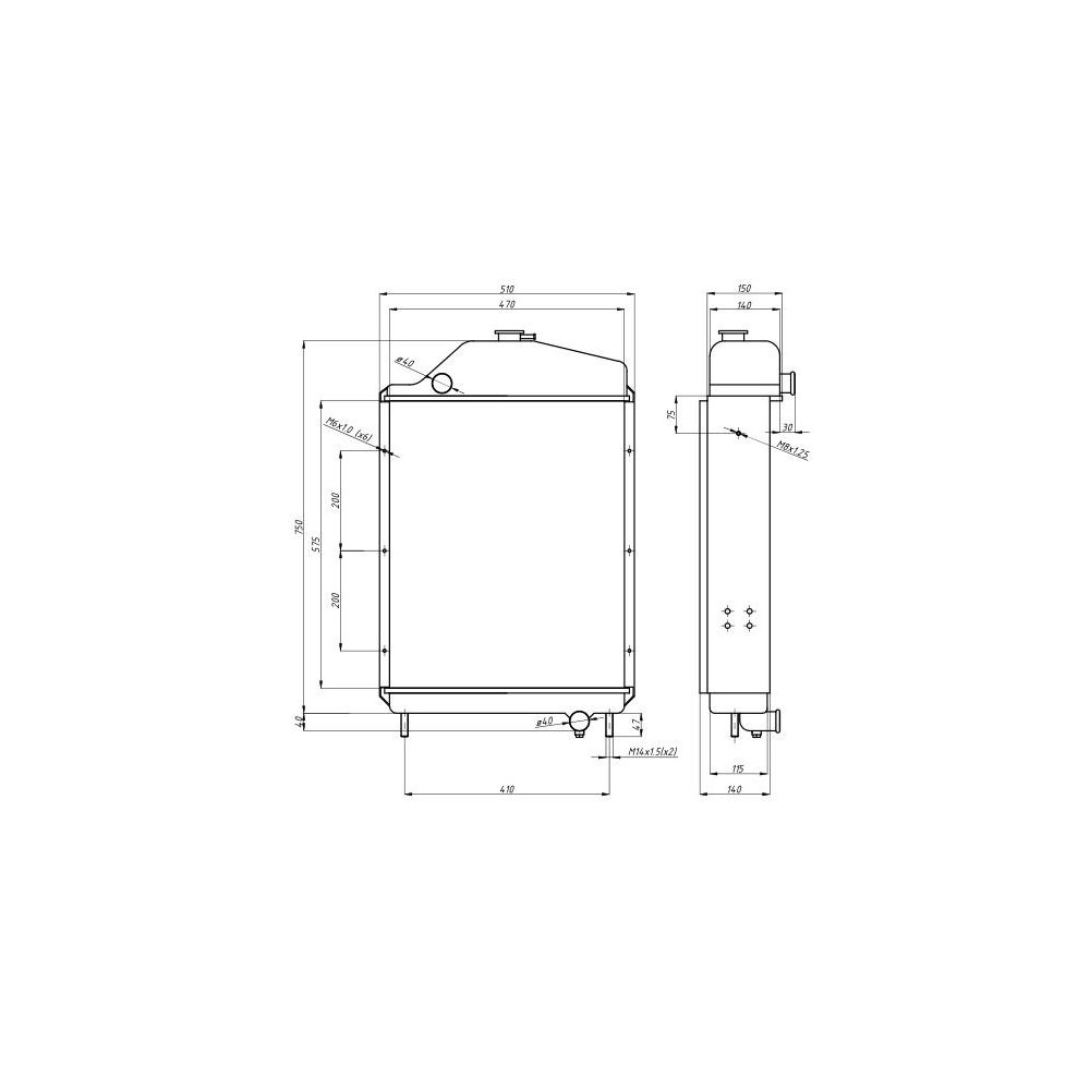 Chłodnica miedziana C-1002/1004 RM turbo dolne mocowanie C-385