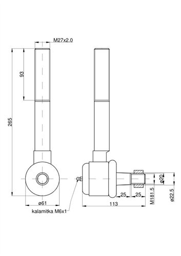 Przegub kulowy długi prawy C-385 z nakrętką