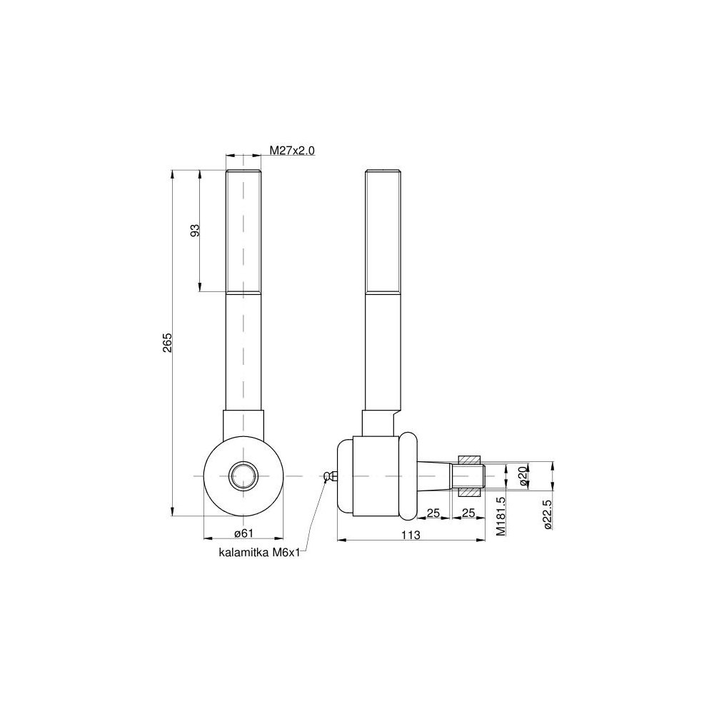 Przegub kulowy długi prawy C-385 z nakrętką