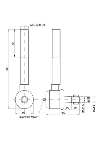 Przegub kulowy długi lewy C-385 z nakrętką