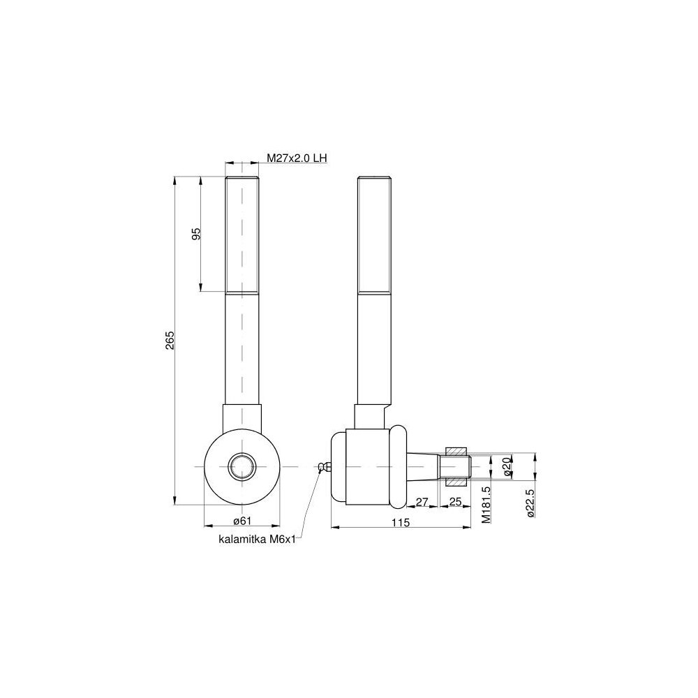 Przegub kulowy długi lewy C-385 z nakrętką